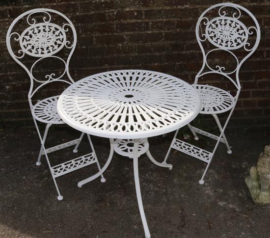 Pair folding garden chairs & table